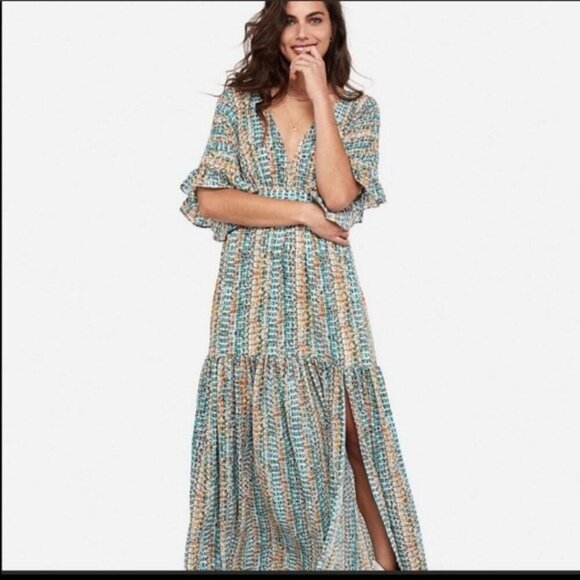 Express x Rocky Barnes Multicolor Maxi Dress NWT - Picture 1 of 11